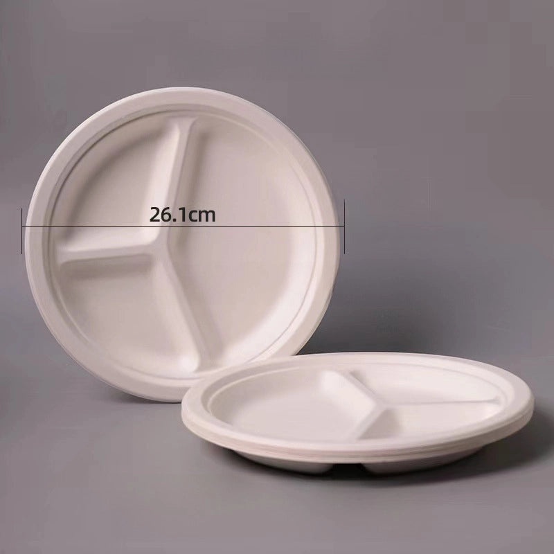 Disposable Biodegradable Sugarcane Pulp Paper Plates Thickened Dinner Plates for BBQ Cake Kindergarten DIY | Party Supplies & Disposable Tablewar