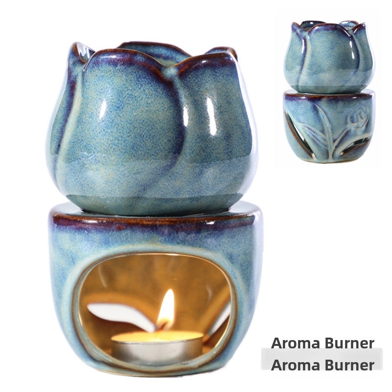 Ceramic Tulip Essential Oil Diffuser Large Capacity Aromatherapy Incense Burner Indoor Pleasant Mood|Home Fragrance