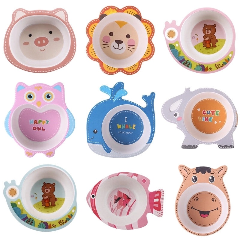 Adorable Cartoon Bamboo Fiber Kids Tableware Single Piece|Kitchen & Dining