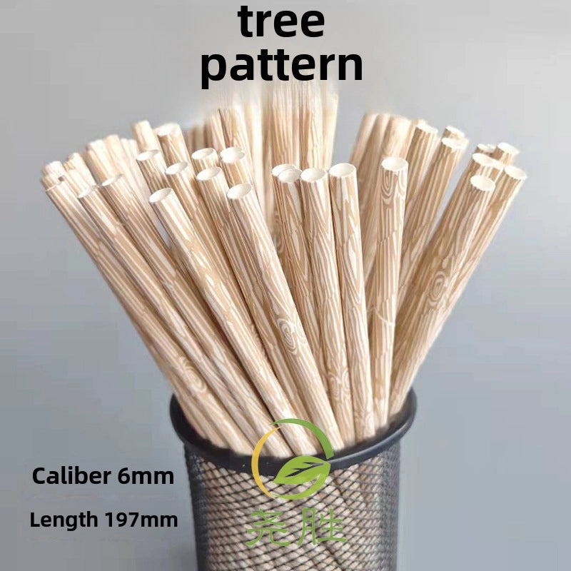 200 Multicolor Bamboo Pattern Paper Straws | Party Supplies