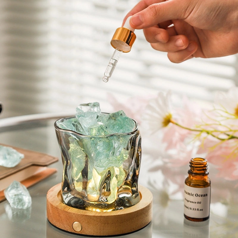 Rechargeable Aromatherapy Lampholder with Essential Oil & Crystal Stone Fire-Free Indoor Fragrance Decor|Home Decor