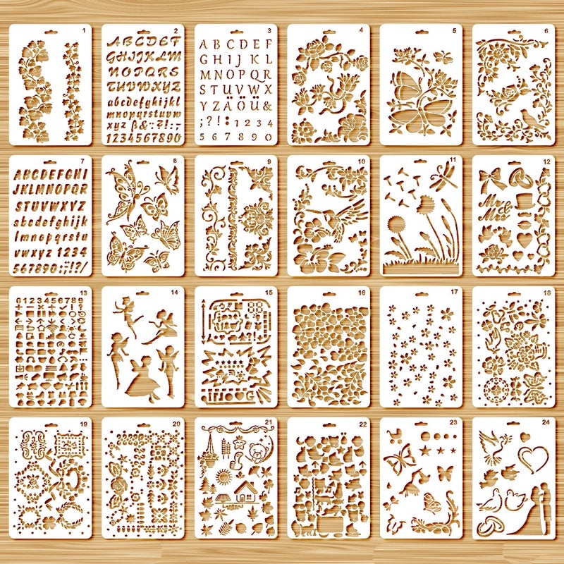 Plant and Animal Painting Template DIY Flower Graffiti Hollow PET Board for Leak Word Art | Art Supplies