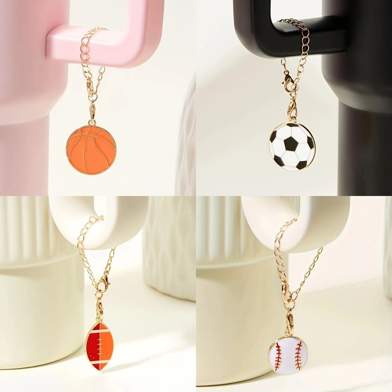 Cute Basketball Football Silicone Straw Cap Set for Kids | Drinkware Accessories