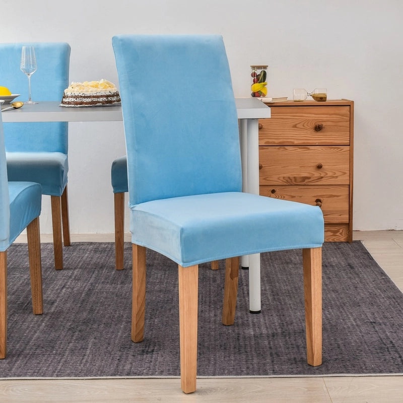 Gold Velvet Plush Chair Cover Elastic Slipcover for Dining Computer Seat Home Hotel Use|Home Decor Chair Covers