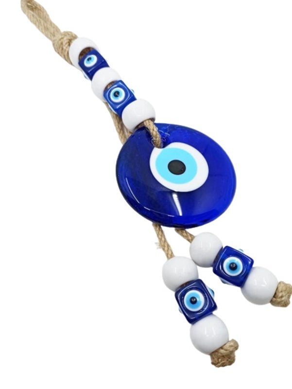 Handmade Turkish Blue Evil Eye Glass Pendant Wall Hanging | Home Decor Accessories