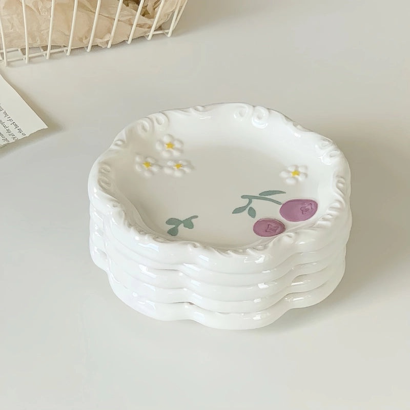 Charming Floral Porcelain Plate Single Piece|Home Decor