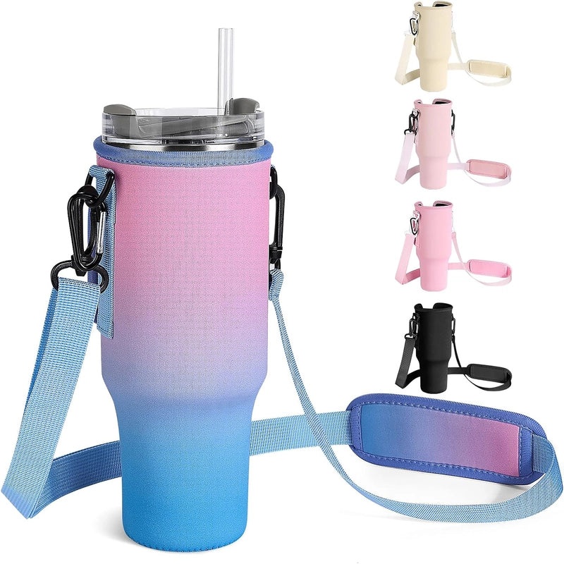 2 Pcs Neoprene Cup Sleeves Gradient and Solid Colors Casual Drink Holders|Kitchen & Dining Accessories