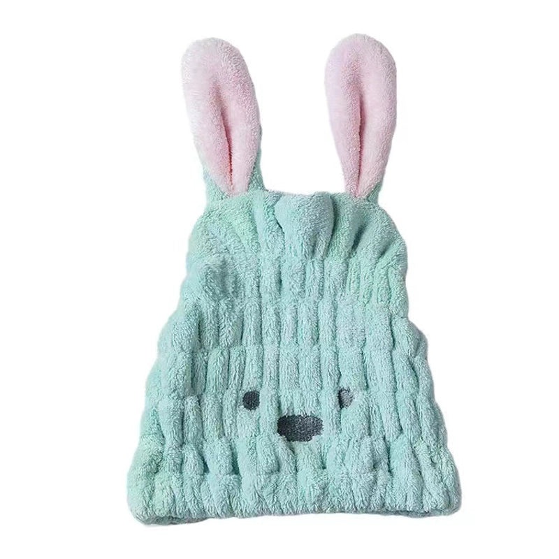 Cute Rabbit Ear Hair Drying Cap Quick-Dry Absorbent Towel for Kids | Kids Hair Accessories