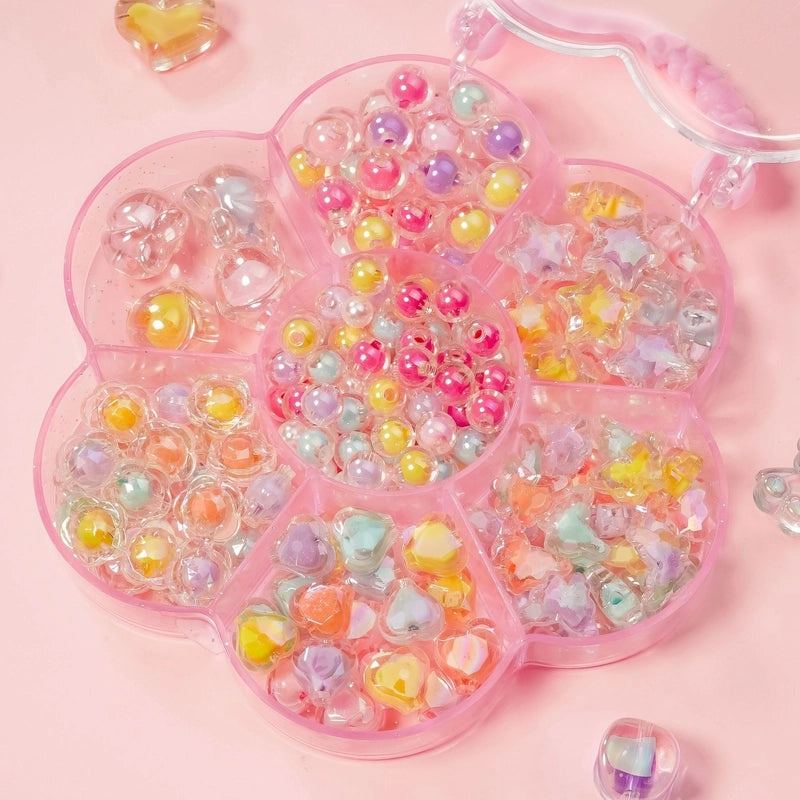 Kids DIY Beaded Jewelry Kit Portable Box Loose Beads for Bracelet Necklace Handmade Craft Gift|Children's Jewelry Craft Supplies