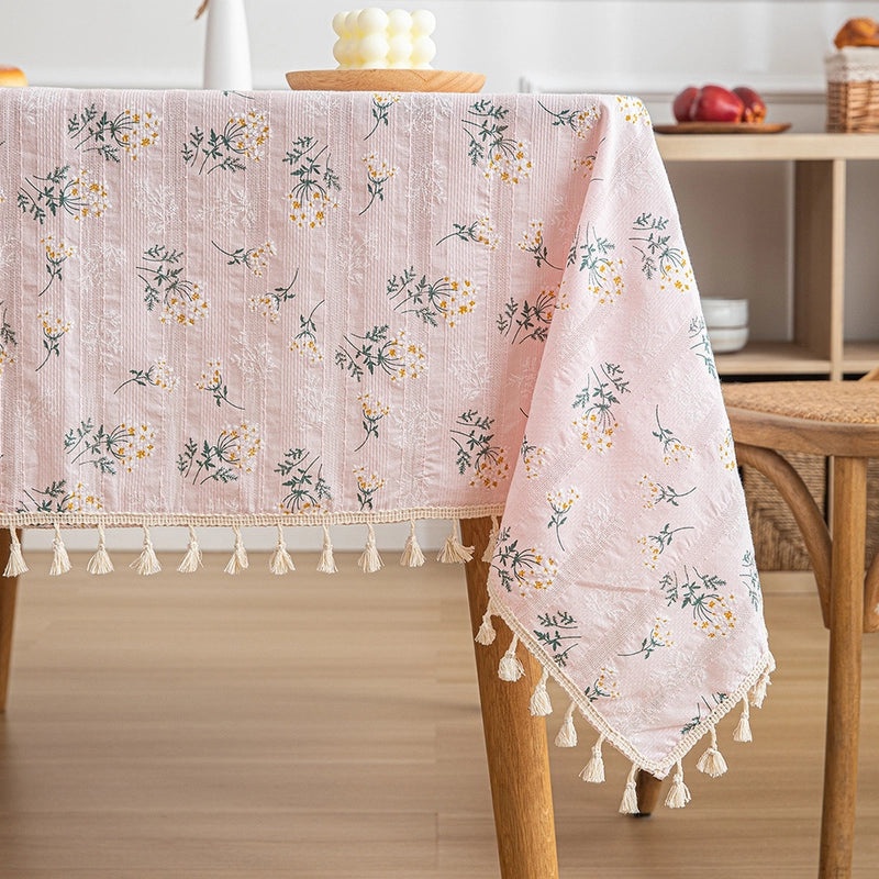 Fresh Daisy Floral Cotton Linen Tablecloth for Coffee and Dining Tables|Home Decor Table Linens