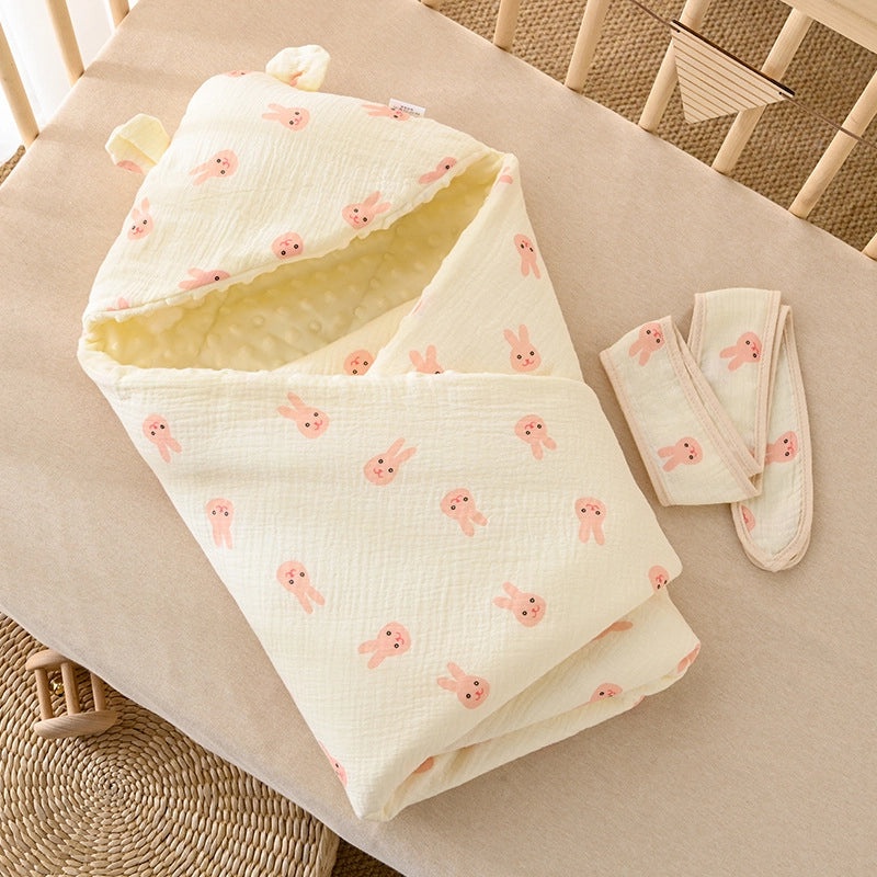 Velvet Quilted Hooded Baby Swaddle Blanket Autumn Winter Newborn Delivery Room Package|Baby Clothing & Accessories
