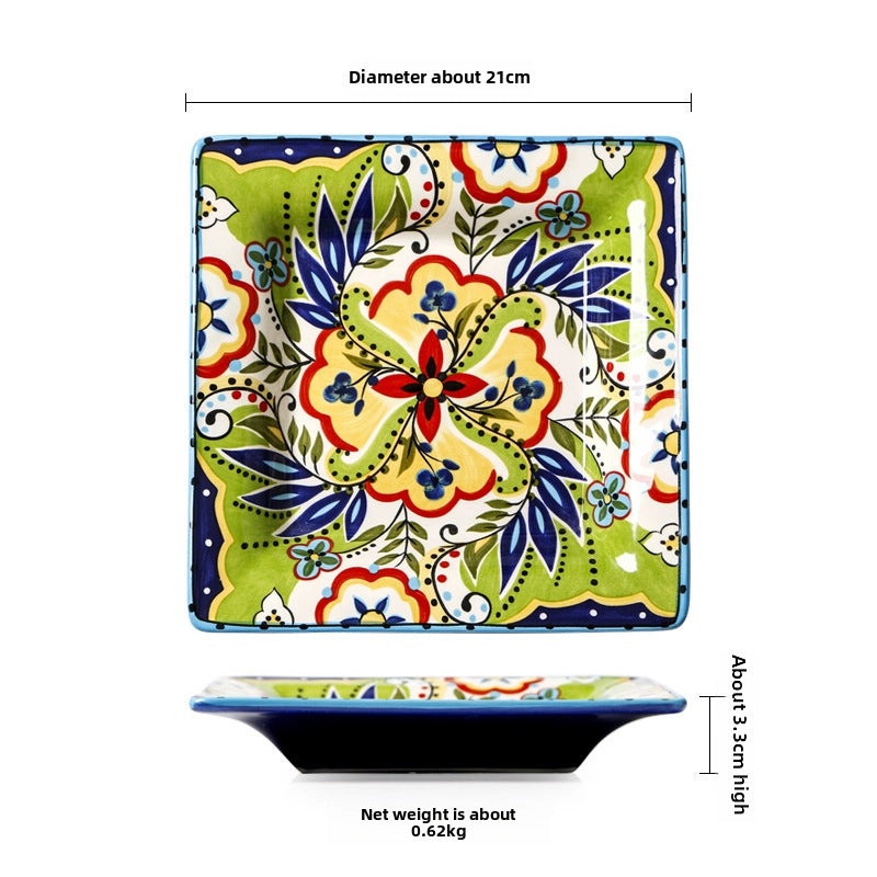 Creative Hand-painted Irregular Ceramic Plate Set | Home & Kitchen Tableware