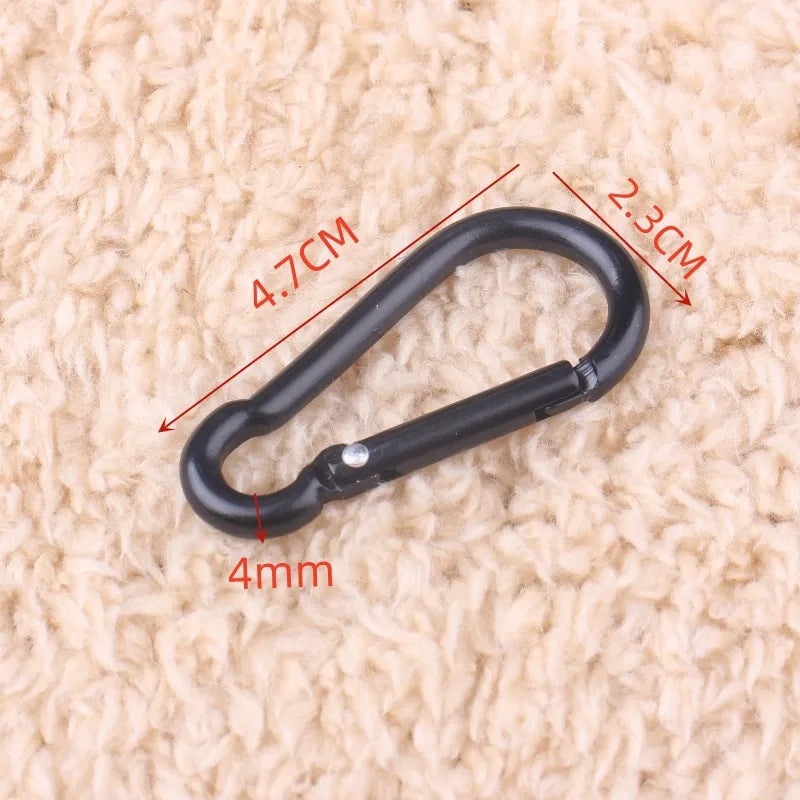 Thick Black D-shaped Carabiner with LED Light and Spring Hook for Outdoor Backpack Quick Hanging | Outdoor Gear