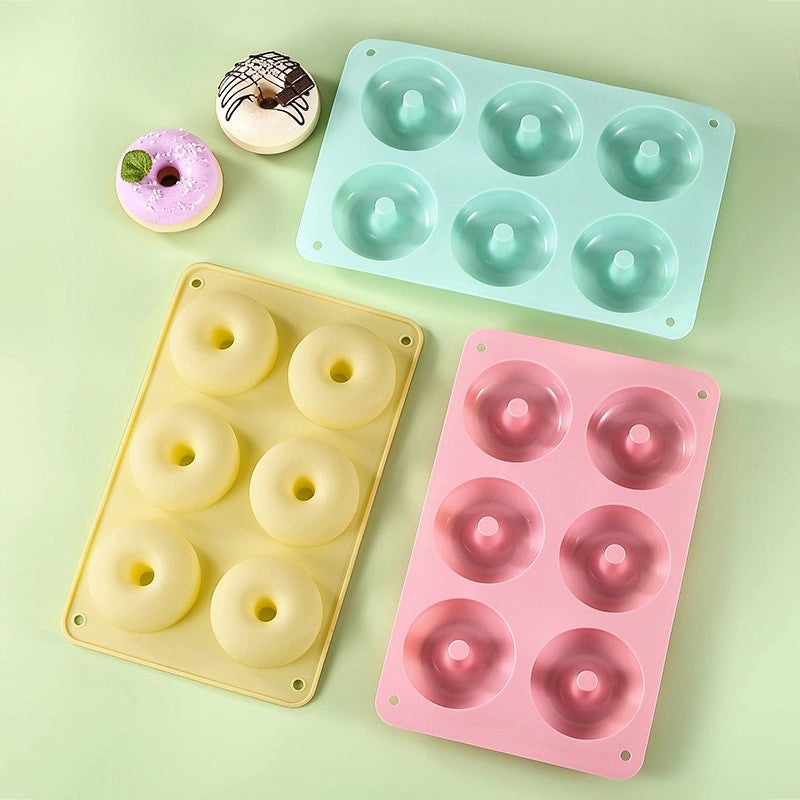 6-Piece Food-Grade Silicone Donut Mold Set for Baking Macarons and Cookies|Bakeware & Baking Tools
