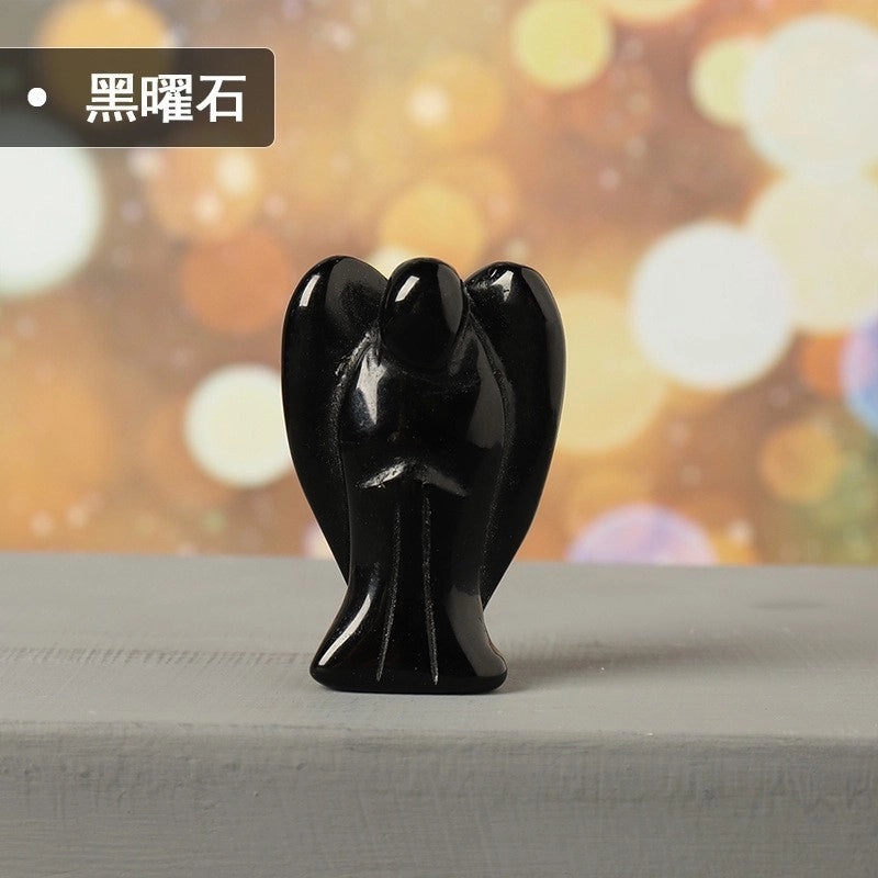 1.5-inch Amethyst and White Crystal Angel Sculpture Rough Stone Home Decor | Crystal Crafts & Ornaments