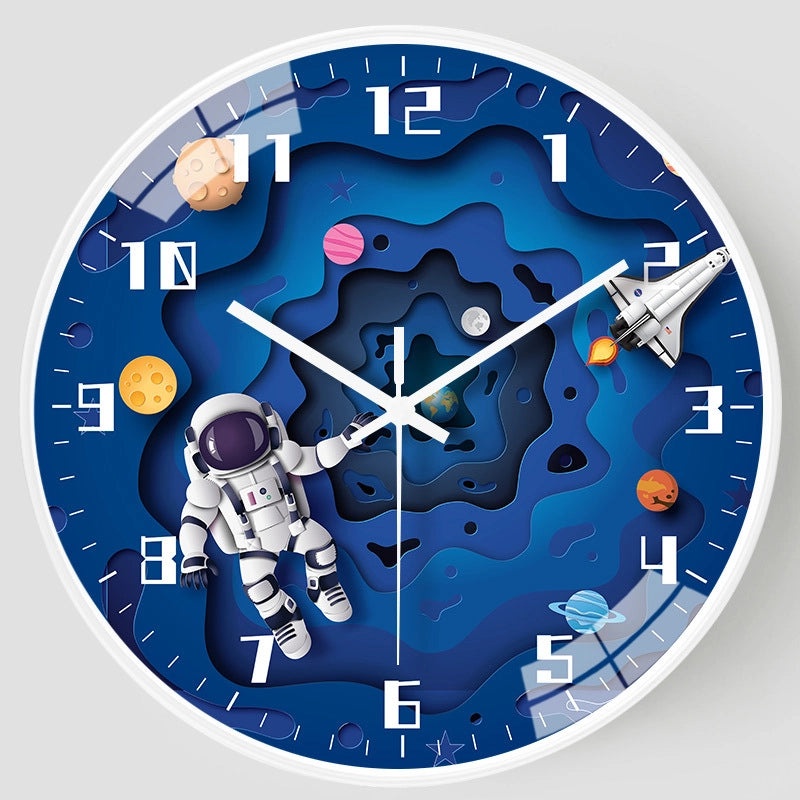 Adorable Round Astronaut Clock with Plastic Glass Face | Home Decor Clocks