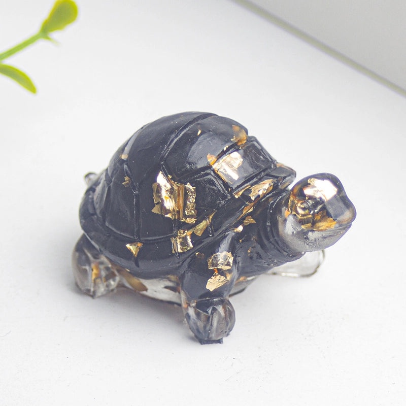 Minimalist Tortoise Figurine with Natural Crystal Accents|Home Decor