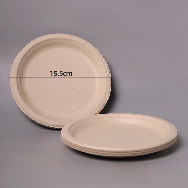 Disposable Biodegradable Sugarcane Pulp Paper Plates Thickened Dinner Plates for BBQ Cake Kindergarten DIY | Party Supplies & Disposable Tablewar