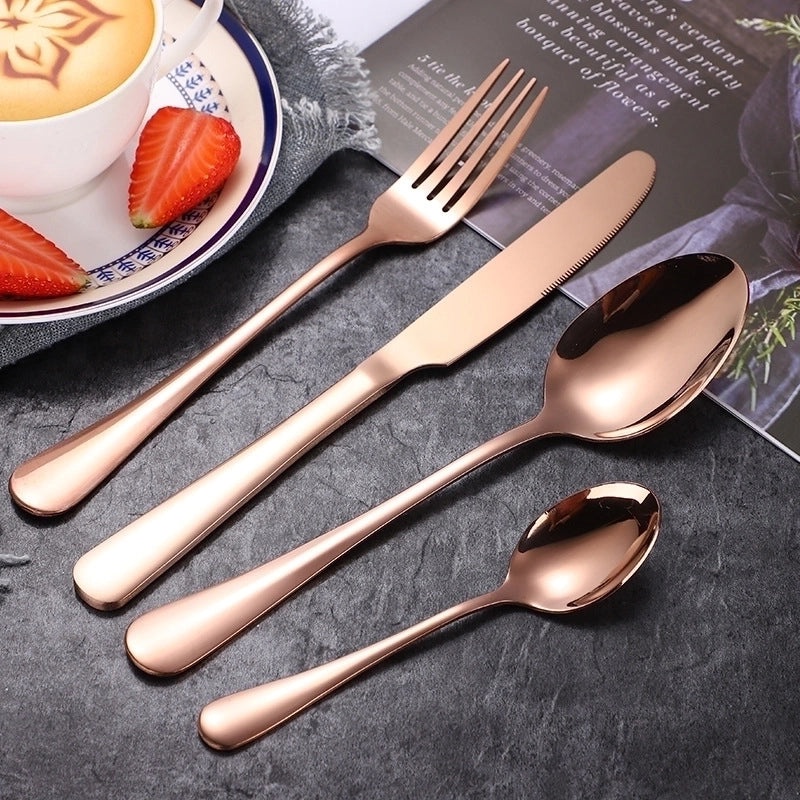 Stylish Solid Color Stainless Steel Cutlery Set 4 Pieces|Tableware & Dining Accessories