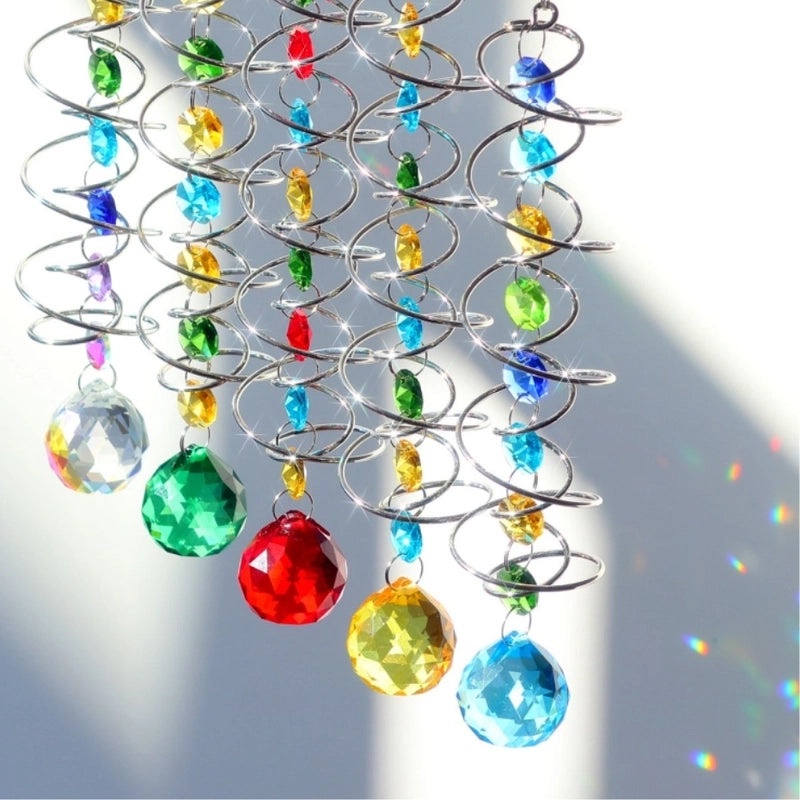 Elegant Spiral Glass Suncatcher Wind Chime for Home Decor | Outdoor & Indoor Wall Art