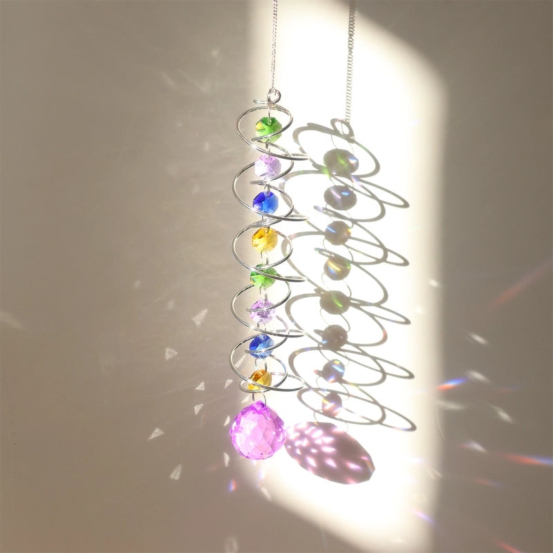 Elegant Spiral Glass Suncatcher Wind Chime for Home Decor | Outdoor & Indoor Wall Art