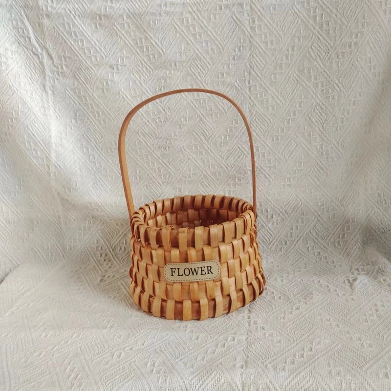 Rustic Wooden Storage Basket with Bow Knot Accent | Home Storage & Organization
