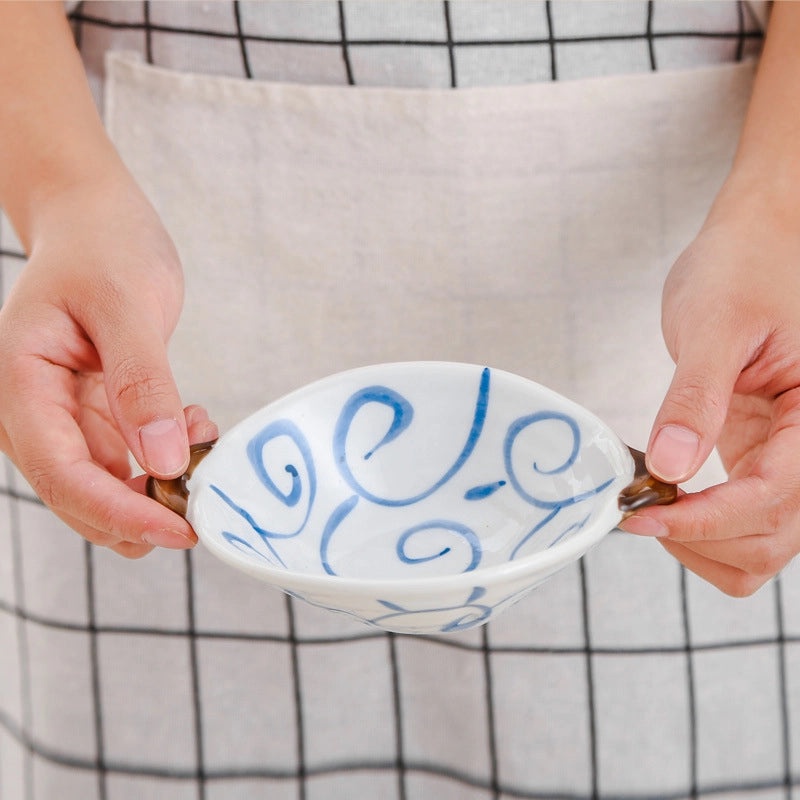 Ceramic Double Handle Small Bowl for Snacks Salad Fruit with Anti-Scald Tableware | Kitchen & Dining