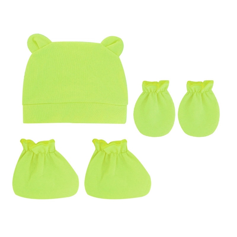 Newborn Baby 3 Piece Set Solid Color Hat Gloves and Foot Cover 0-3 Months|Baby Accessories