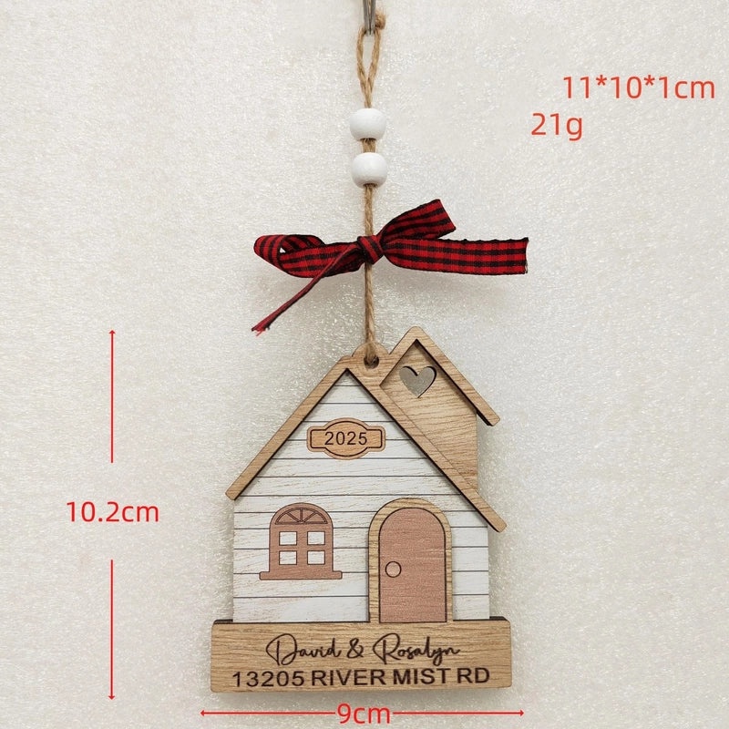 Christmas Wooden Letter House Bow Knot Hanging Ornaments for Indoor Holiday Party Decorations|Home Decor