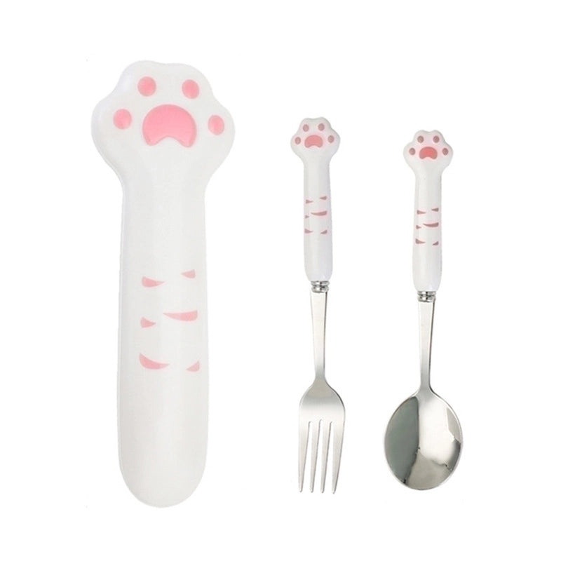 Adorable Cat-Themed Stainless Steel and Silicone Tableware Set|Kitchen & Dining