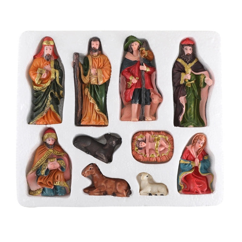 10-Piece Christmas Nativity Jesus Ornaments Set | Religious Holiday Resin Figurines | Christmas Decorations | Home & Garden