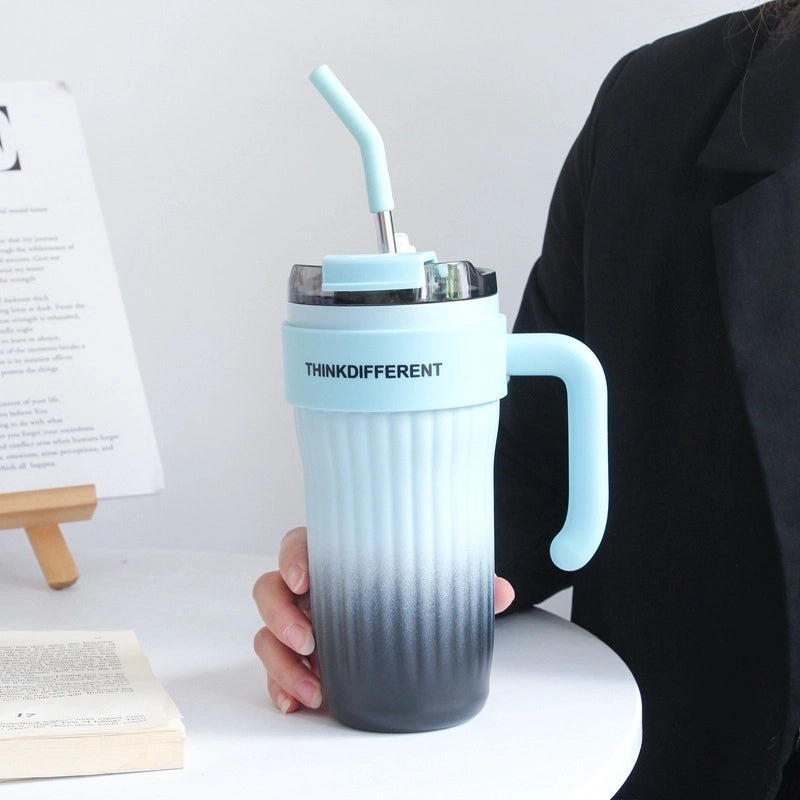 Large Capacity Stainless Steel Straw Water Bottle for Girls with Handle | Drinkware & Water Bottles