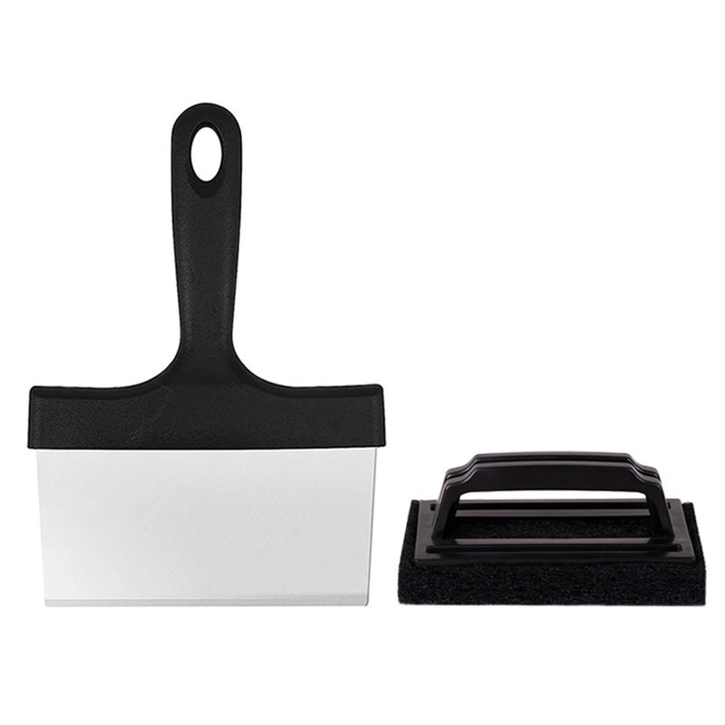 Stainless Steel BBQ Grill Cleaning Brush Set with Nylon Scouring Pad and Teppanyaki Net | BBQ Accessories