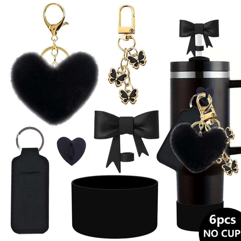 Red Heart Butterfly Bow Knot Silicone Straw Caps, 6-Pack | Drinkware Accessories