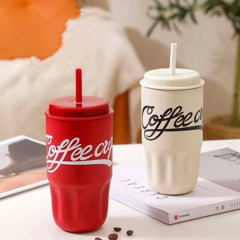 Casual Stainless Steel 316 Thermos Cup with Letter Design, Durable & Stylish | Drinkware & Thermos Mugs