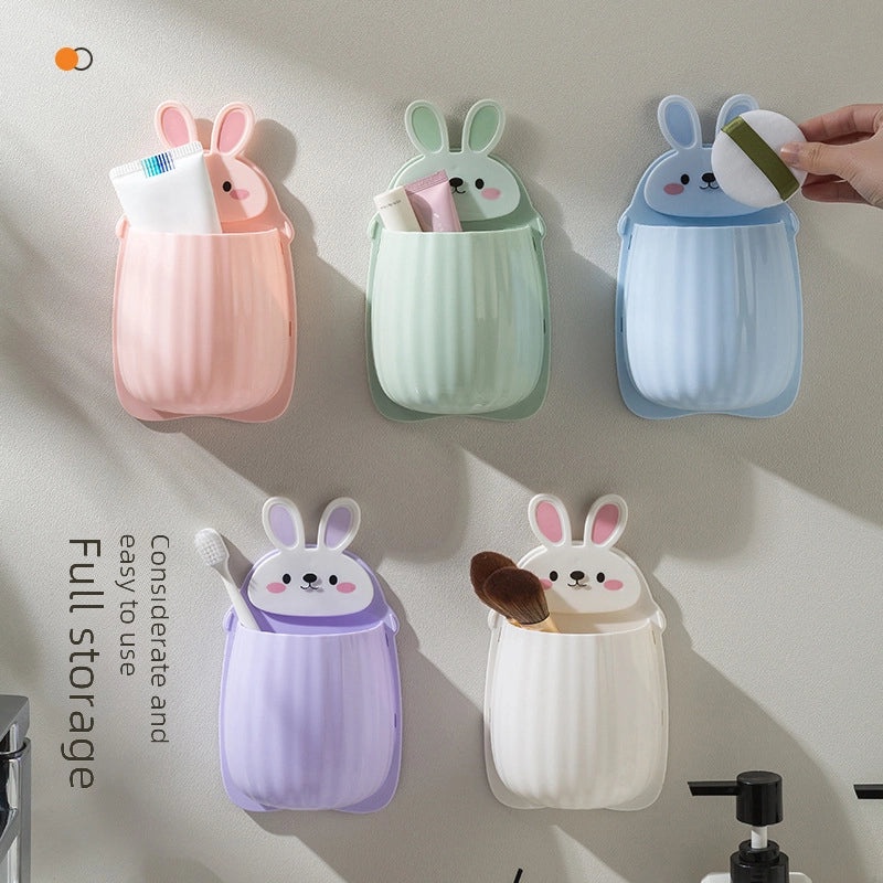 Cute Rabbit Toothbrush and Chopsticks Holder Multipurpose Storage Rack Punch-Free Design|Home Storage & Organization