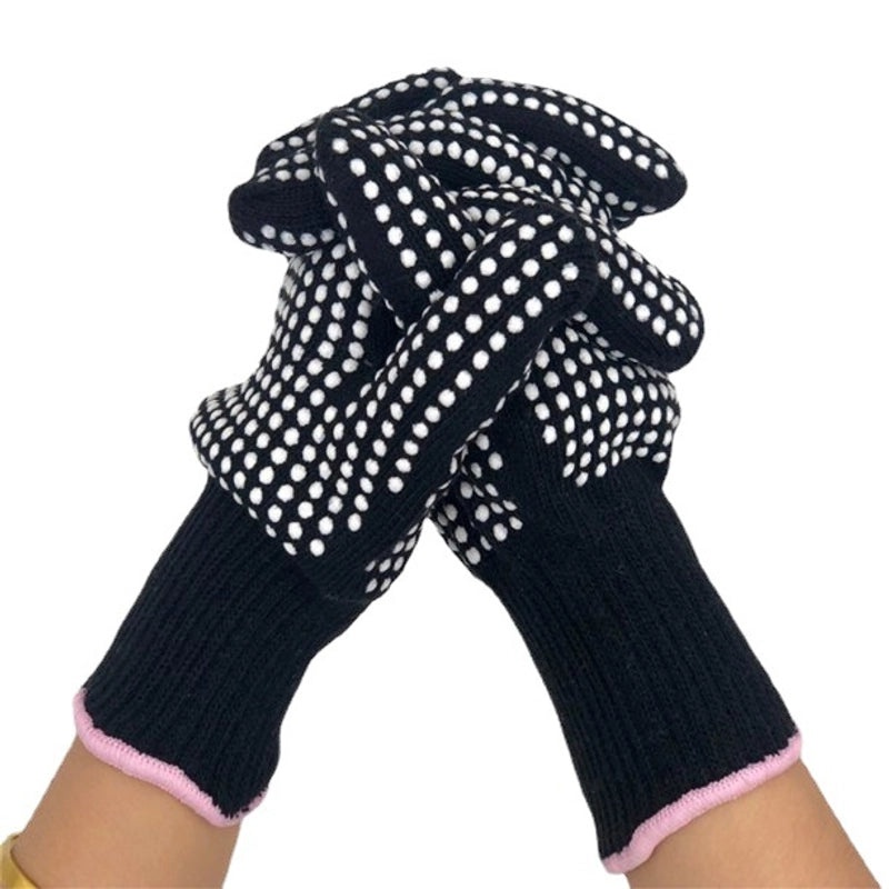 Heat Resistant Hairdressing Gloves with Silicone PVC Beads for Curling Iron and Straightening | Hair Styling Gloves