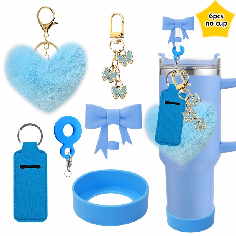 Red Heart Butterfly Bow Knot Silicone Straw Caps, 6-Pack | Drinkware Accessories