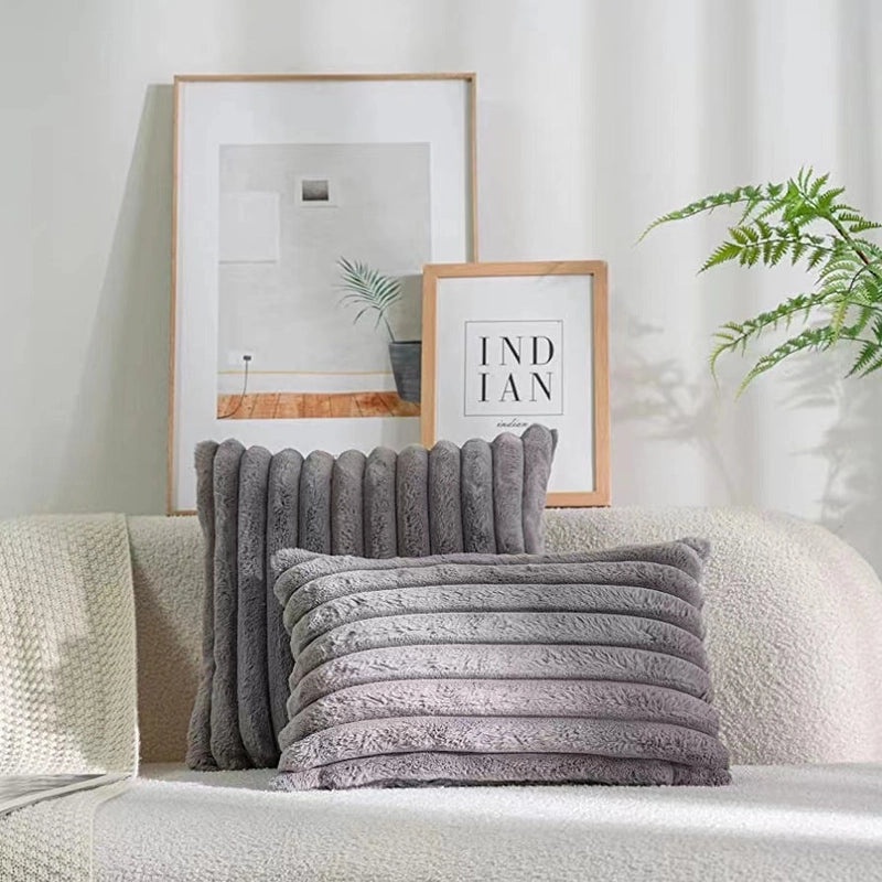 Plush Imitation Rabbit Fur Pillow Soft Solid Color Waist Cushion|Home Decor Pillows