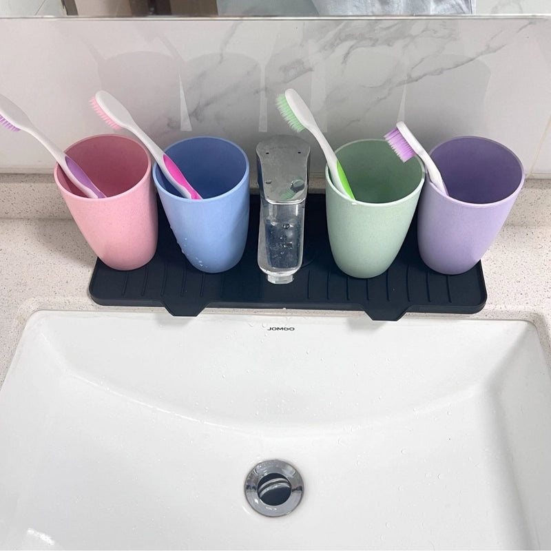 食品级硅胶排水垫|厨房浴室水龙头防溅洗碗槽长款可折叠垫|厨房用品