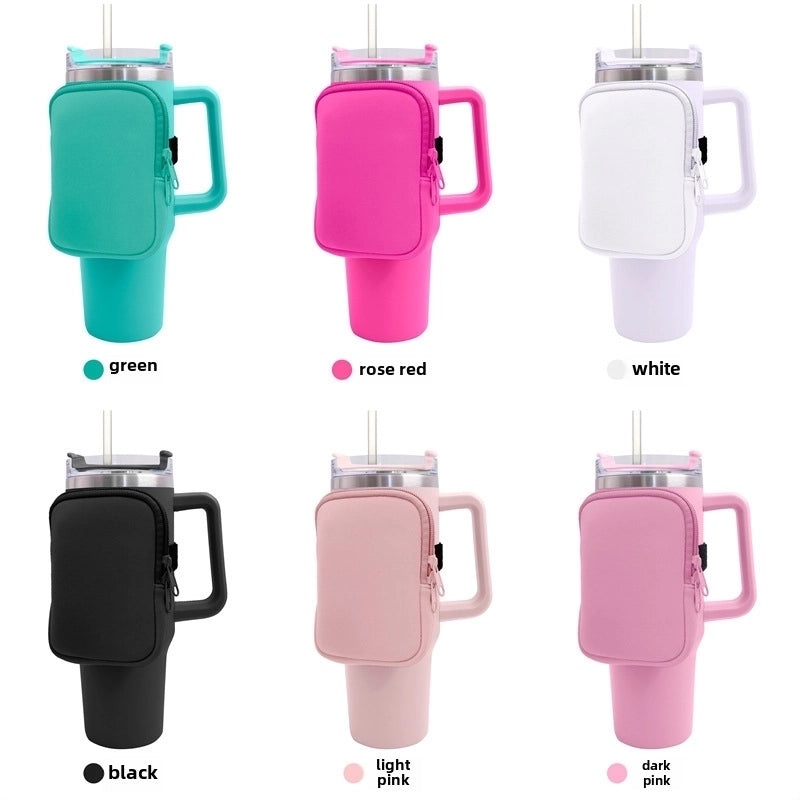 Neoprene 40oz Ice Bully Cup Cover with Coin Purse, Non-slip Elastic Thermos Protector | Drinkware Accessories