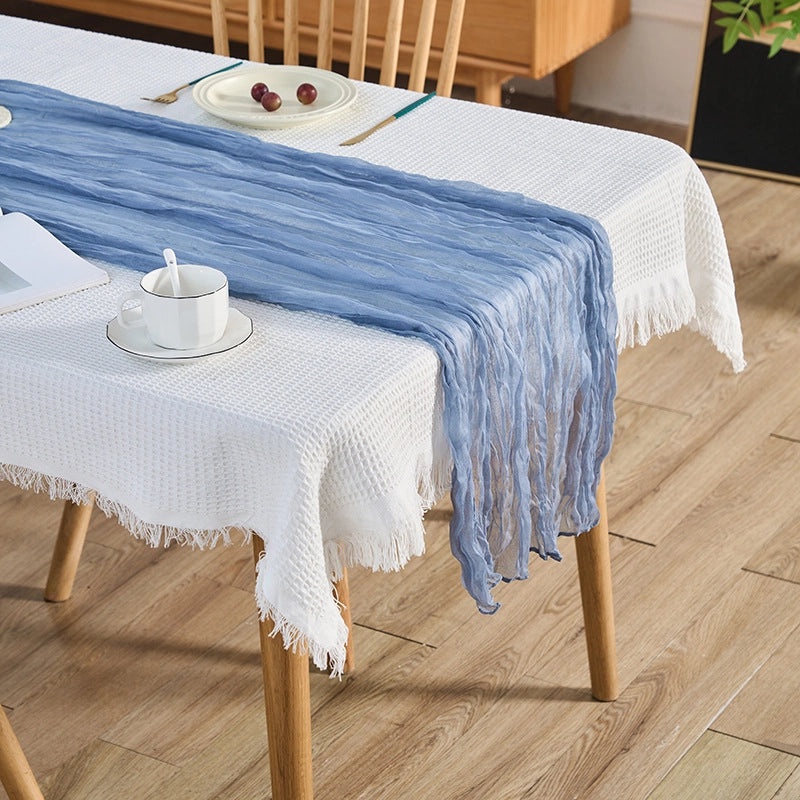 Bohemian Silk Crepe Table Runner Pleated European Style Wedding Party Decoration|Table Runners & Tablecloths