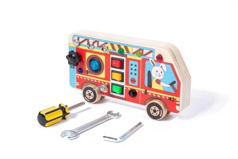 Children's Educational Wooden Busy Board with LED Light Switch | Early Learning Toys