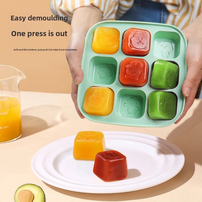 Silicone Baby Food Mould Rice Cake Steamed Cake Maker 9 Bear Shape Food Grade Grinding Tool|Baby Feeding Accessories