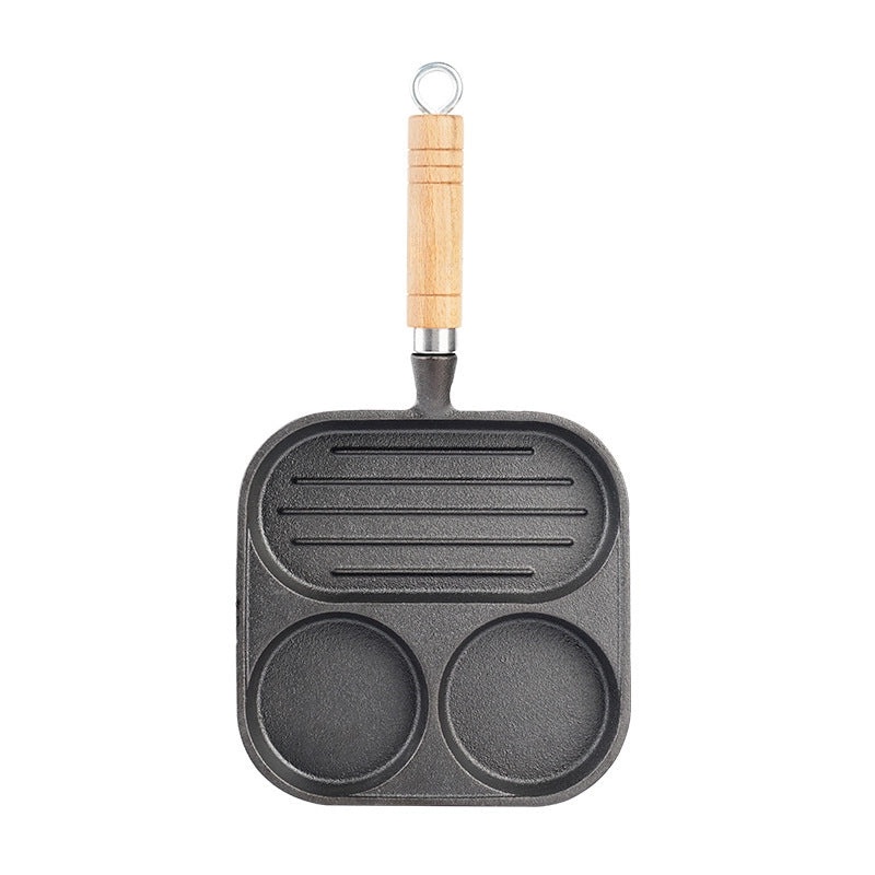 Cast Iron Omelette Pan Deep Non-Stick Egg Hamburger Mold Household Dumpling Pot|Kitchen Cookware