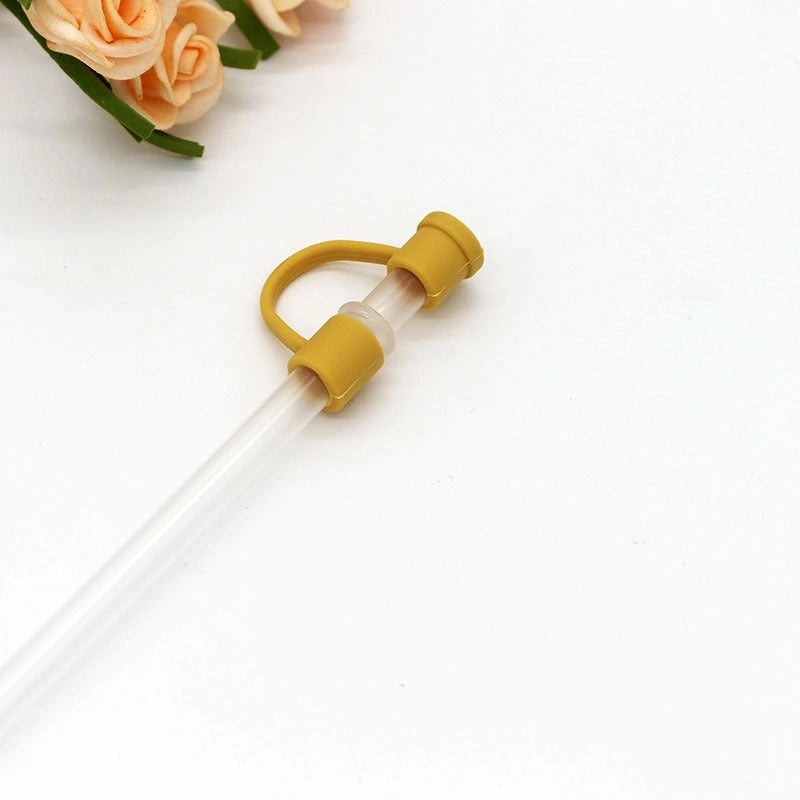 Silicone Straw Cap for Casual Use, Solid Color Decorative Cover | Drink Accessories