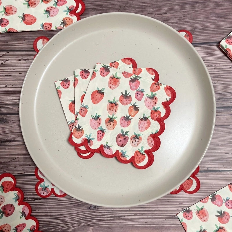 Charming Strawberry Design Wood Pulp Napkins for Pastoral Decor|Home & Kitchen Accessories