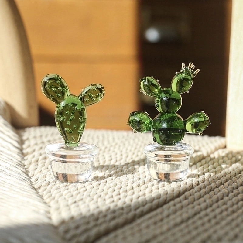 Creative Glass Cactus Plant Ornament for Desktop Home Decoration | Home Decor