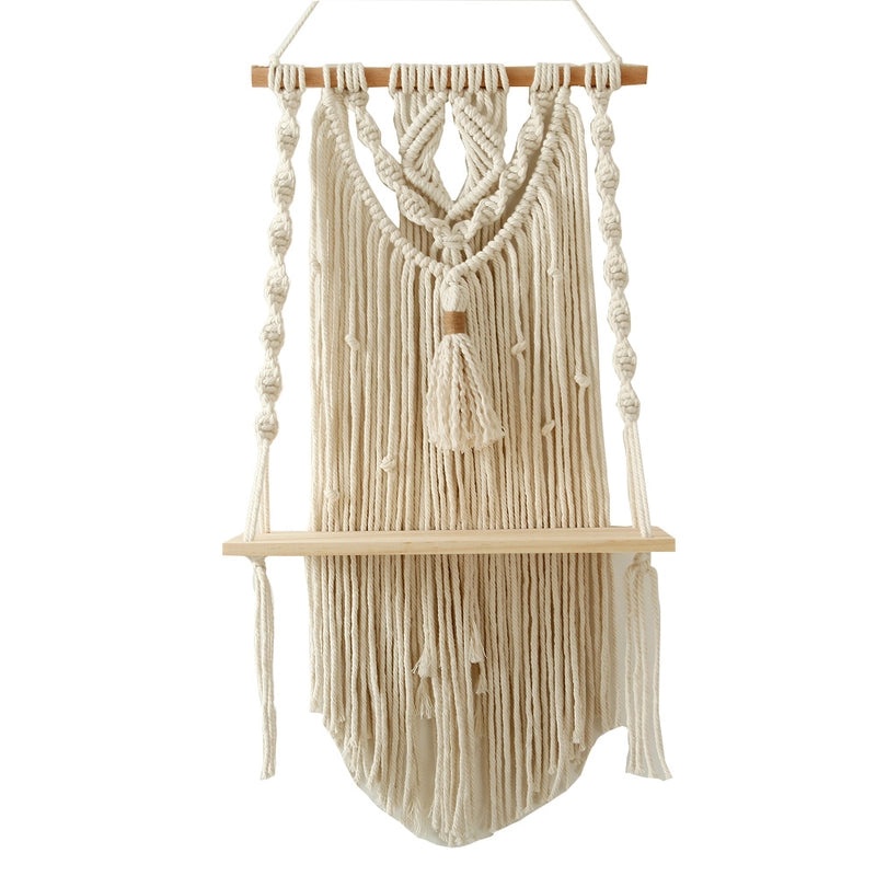 Bohemian Handwoven Cotton Rope Wall Hanging Shelf Storage Rack for Home Decor|Home Decor