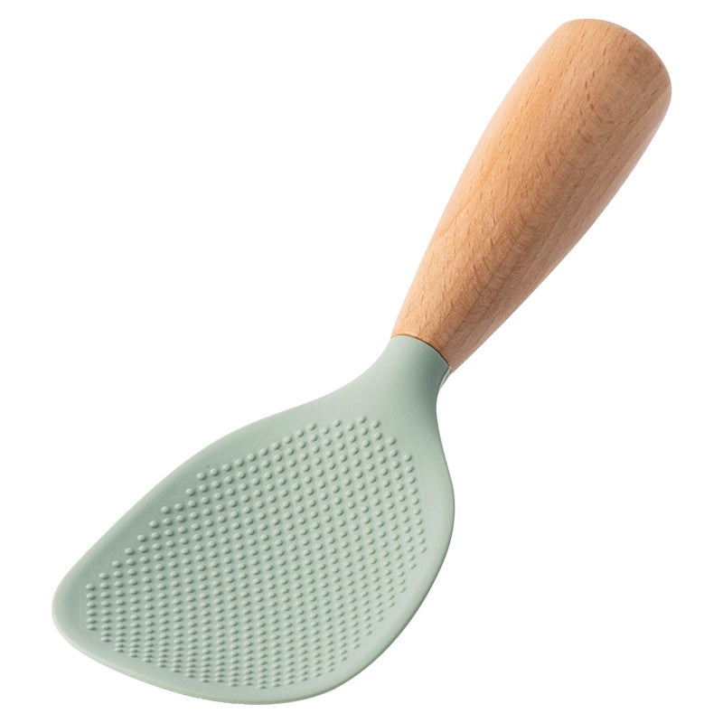 Heat-resistant Silicone Rice Spoon with Non-slip Wooden Handle | Kitchen Utensils & Gadgets